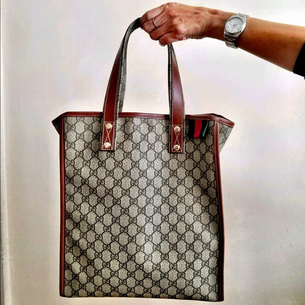 Gucci Signature Logo Web Loop Tote - Picture 1 of 8